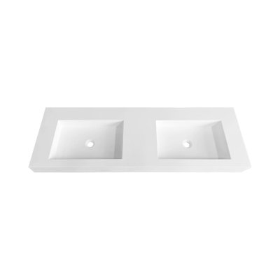 Stone Resin Solid Surface Sink For Bathroom Vanity - Matte White, 58.61 In Depth, 86.2 Lb Package Weight Versatile Installation, Lasting Sophistication, Clean Lined Look With 24.4 Width And ,
