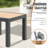 Patio Rectangular 21.7"L X 19.7"W Aluminum Side Table With Teak Wood Tabletop