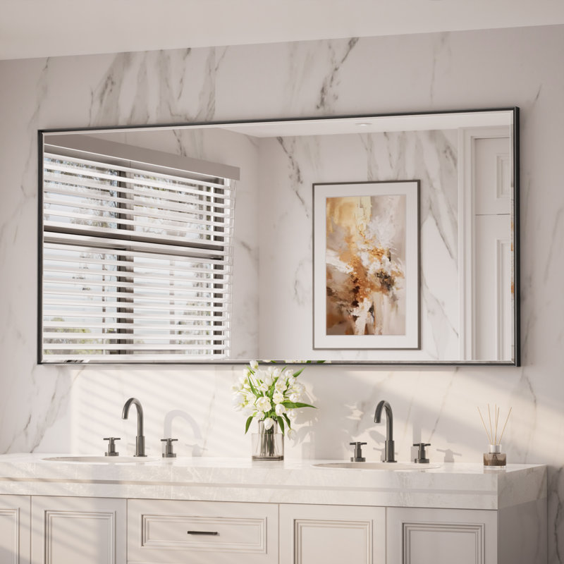 Miroir de salle de bain Areiona, Noir, 36 po x 72 po