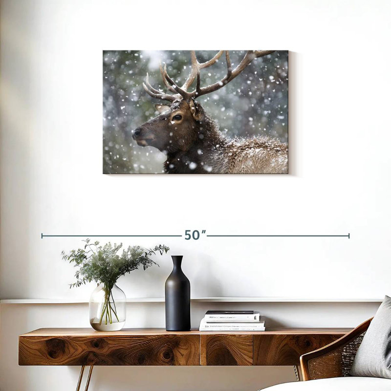 Winter Snow Elk, 20" H x 30" W