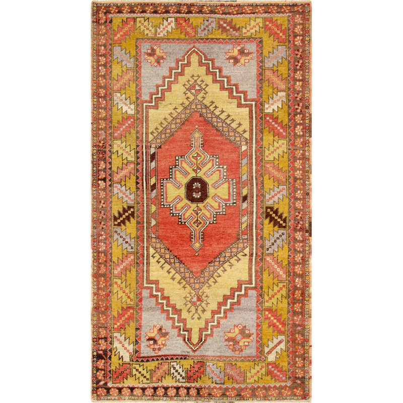 Isabelline Vintage Oushak Coral Lamb's Wool Area Rug- 3'7" X 6'9"