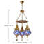 Magnifique lampe de plafond style lustre en mosaïque de vitrail Tiffany