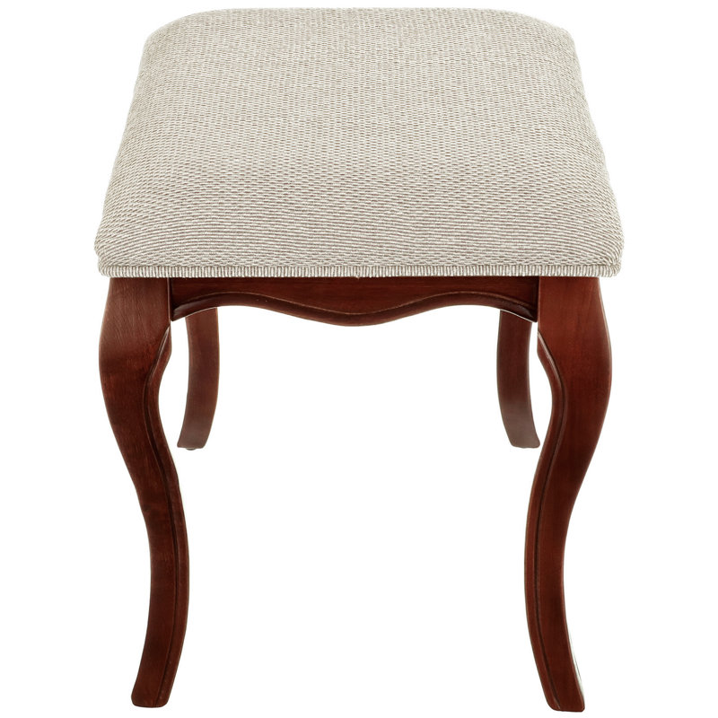 Cherry Finish European-Style Vanity Stool with Upholstered Cushion