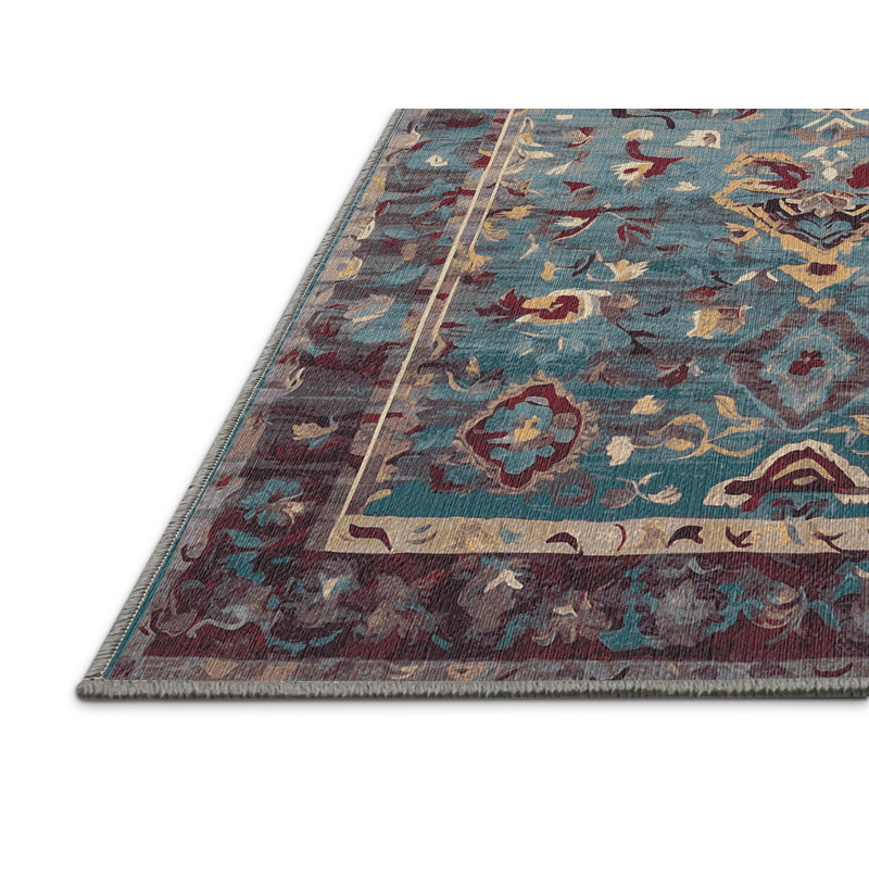 Machine Washable Gray Area Rug, Rectangle 4' x 6'