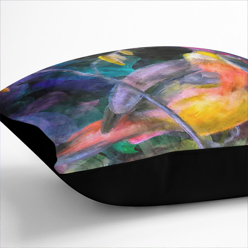 Colourful Bird Square Throw Cushion, Black, 55cm H x 55cm W x 20cm D