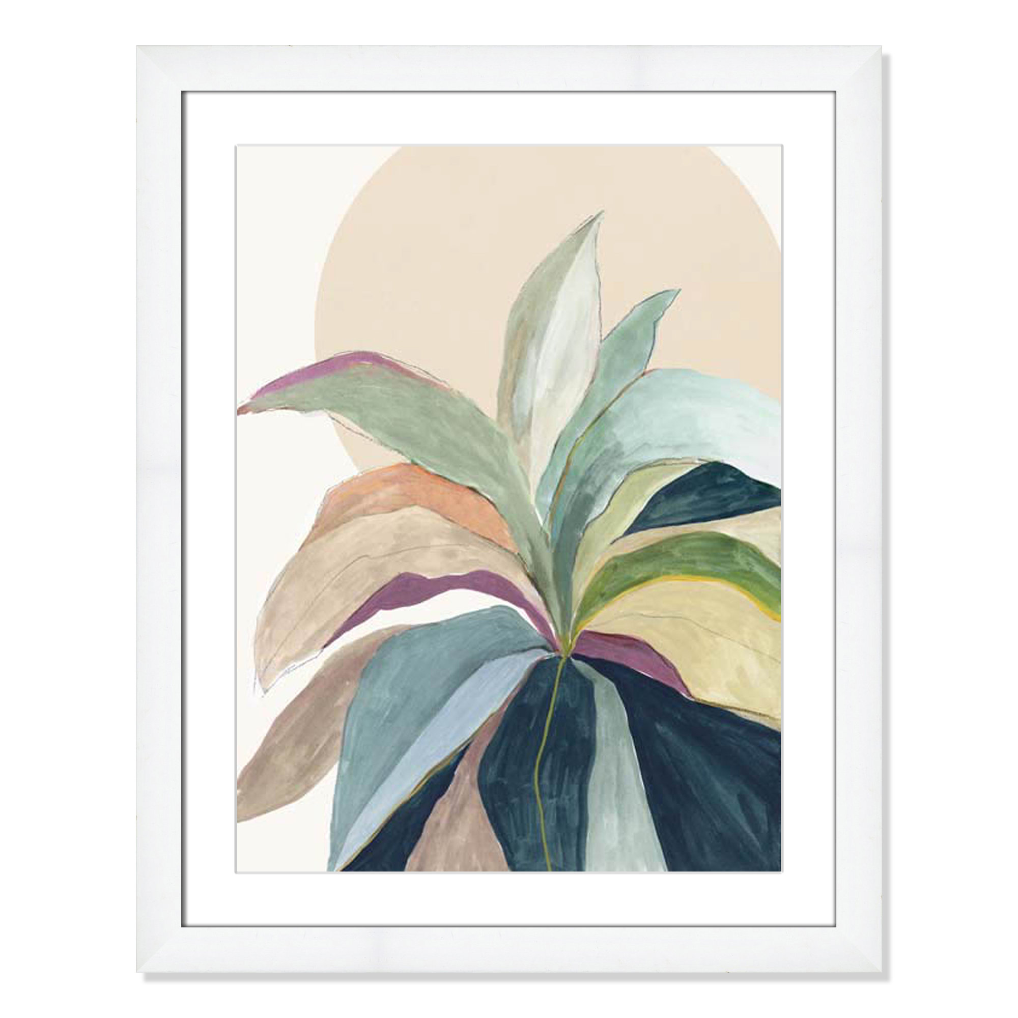 Sherbrooke Sunny Bright Leaves II Framed On Paper by Asia Jensen Print, 31" H x 25" W x 1.25" D  , White Cube Frame Matted