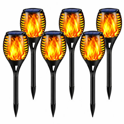 Lampes de poche solaires à flamme vacillante réaliste, éclairage d'accentuation pour allée de jardin extérieure