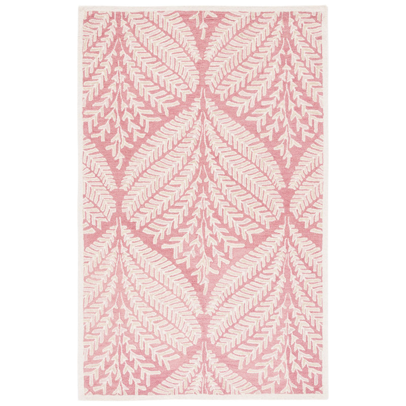 Jashona Hand Tufted Wool Floral Rug, Rectangle 6' x 9'