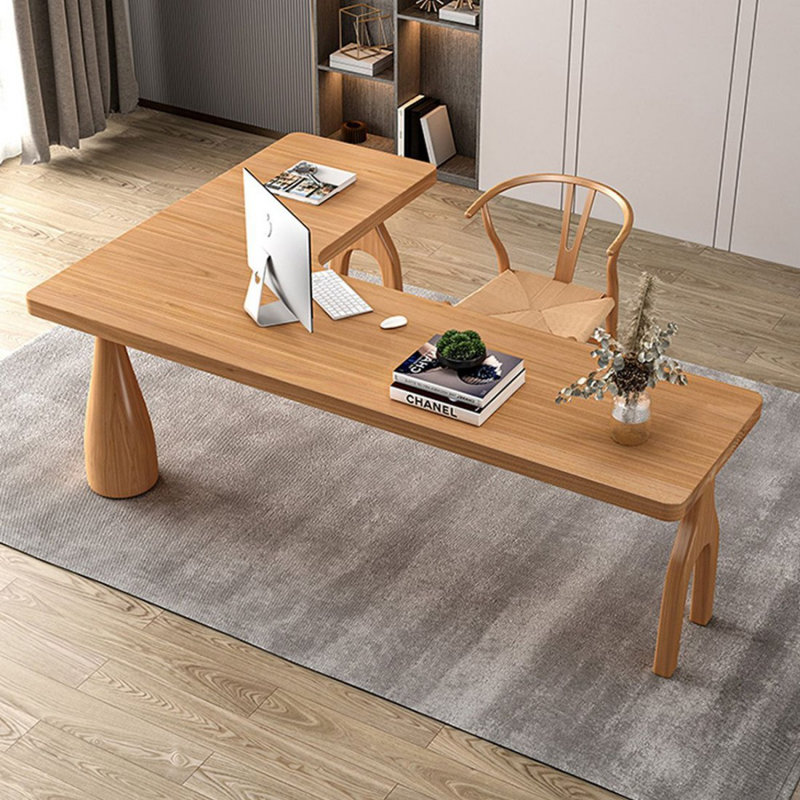 Bureau rectangulaire brun en bois massif, H 29,53 po x l 70,87 po x P 55,12 po, Retour à droite