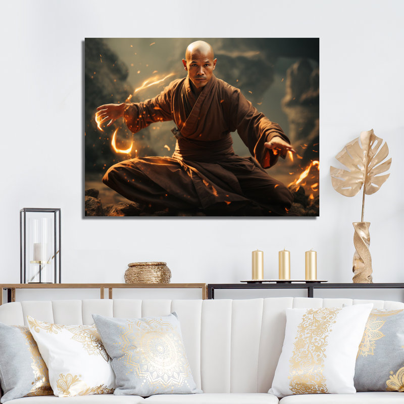 Kung fu II - superhéros, impressions sur toile, H 34 po x l 44 po x P 1,5 po, Toile tendue