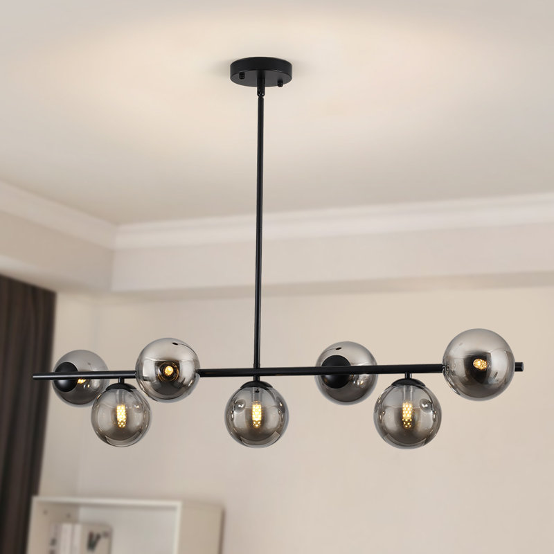 Lustre 7 lumières Kason, Noir, Snowy White