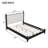 Queen Size Wood Platform Bed with Upholstered Headboard, Black Frame+Beige Fabric-800682937-800682936