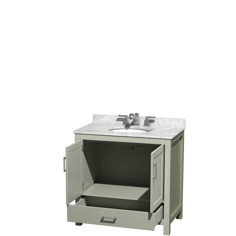 Sheffield 36" Single Bathroom Vanity Set with Mirror, Centerset, Oval, Green Incorrect