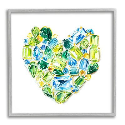" Green Gemstones Heart " Graphic Art