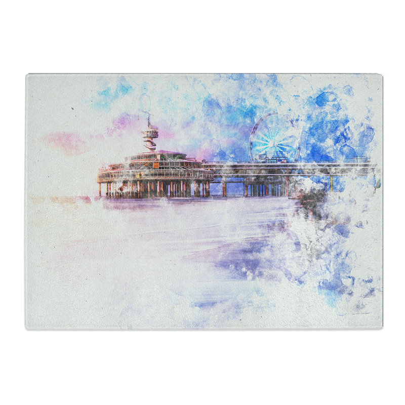 Tempered Glass Beach in the Netherlands Chopping Board, 28.5 cm x 39 cm