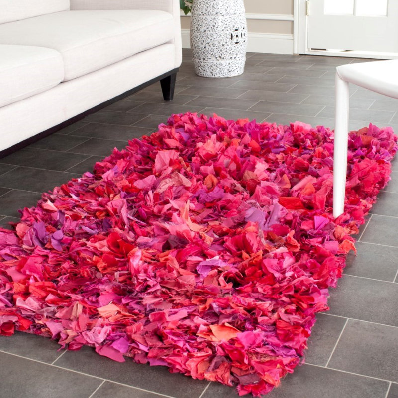Tapis rose à poils longs Godsey, Rectangle 4 pi x 6 pi