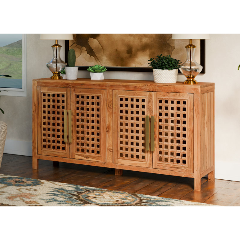 Josiane 4-door Carved Solid Wood Sideboard