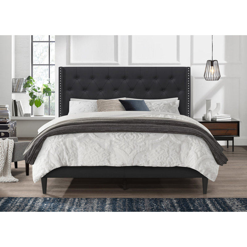 Upholstered Bed Aileen, Black , Kingsize (5')