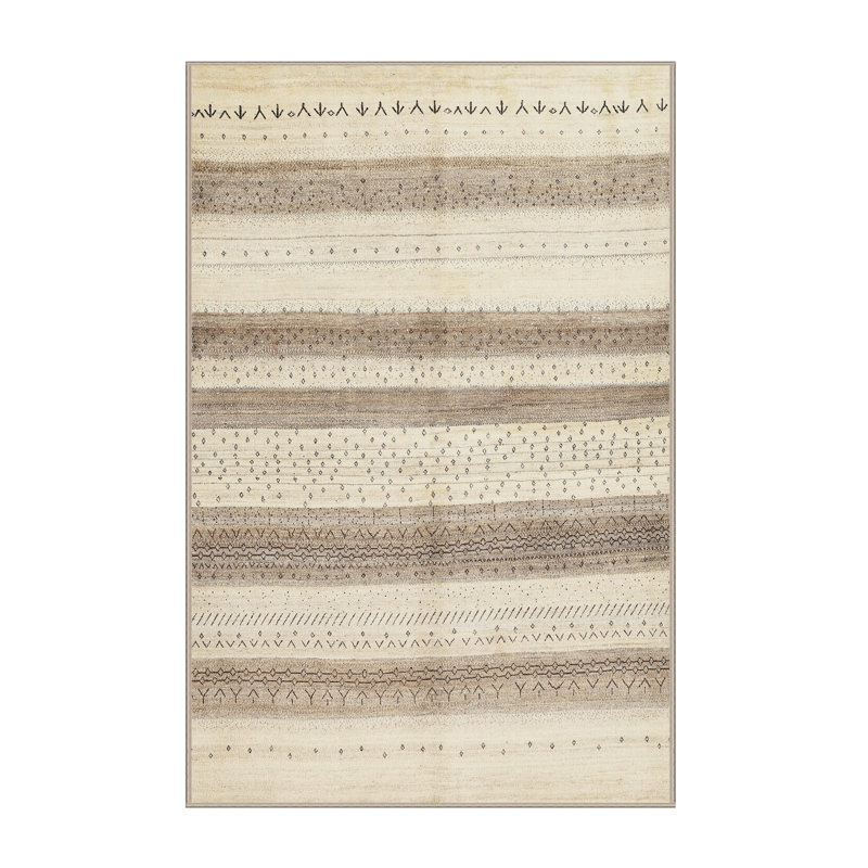 Tapis brun/beige/noir contemporain, Rectangle 5 pi x 7 pi