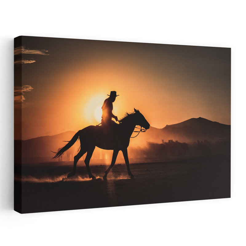 Art contemporain, art contemporain abstrait cheval au lever du soleil, H 24 po x l 36 po