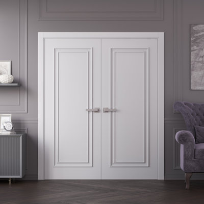 Portes intérieures intérieures | Émail blanc IMPÉRIAL 1811 | Cadre de panneau intérieur en bois massif | Portes de chambre à coucher pour garde-robe