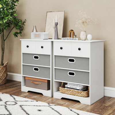 4-Drawer Dresser Modern Chest Storage Organizer with Open Shelves Anti-Tip Kits by Ebern Designs