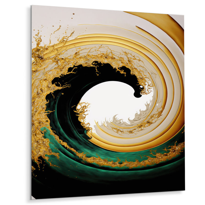 Aquarelle dorée, art liquide - décoration murale moderne en métal, H 20 po x l 12 po x P 1 po