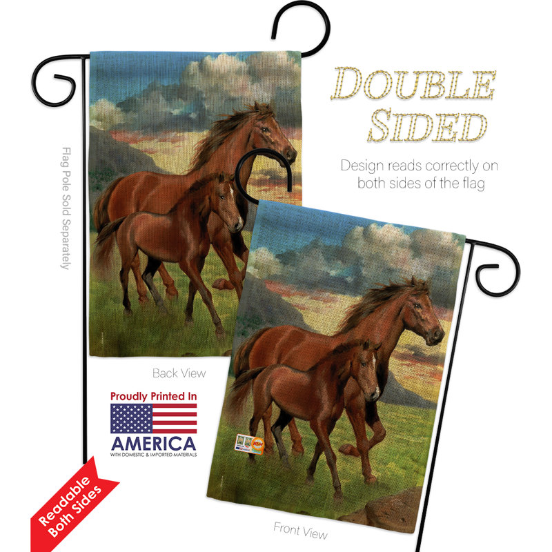 En toile jute à 2 côtés americana cheval à 2 côtés 19 po x 13 po drapeau de jardin