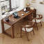 Bureau rectangulaire à 3 tiroirs en bois massif brun noisette-1413667976