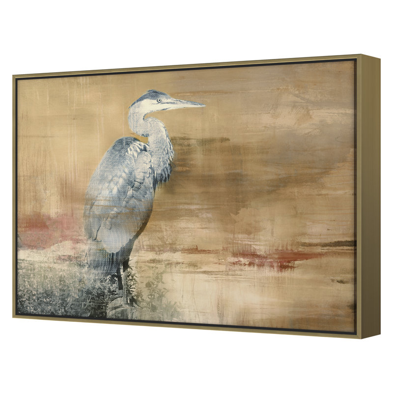 Painted Heron 2, 24" H x 32" W, Gold