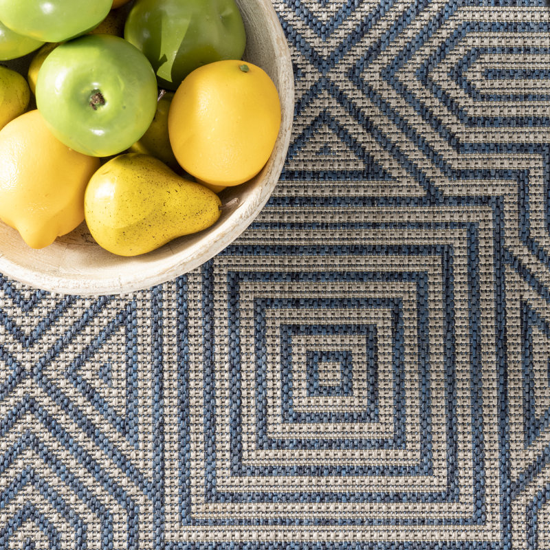 Tapis intérieur / extérieur bleu Kynnsley, Rectangle 5 pi x 8 pi