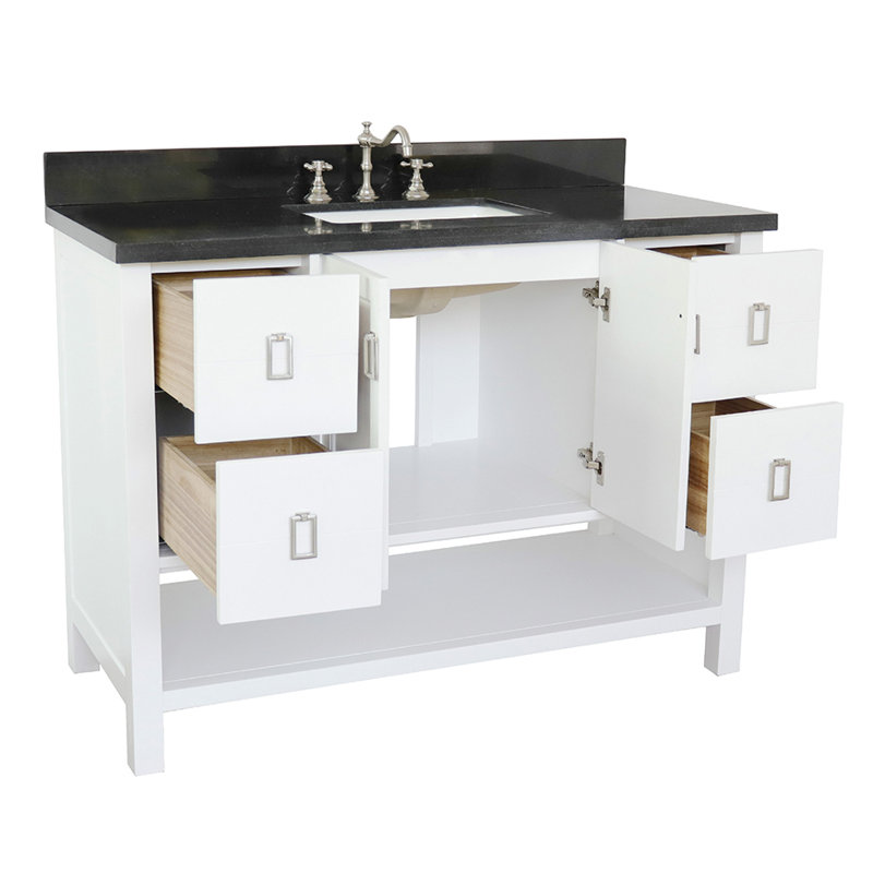 Wilhoit 49'' Single Bathroom Vanity with Top, White/Black Galaxy