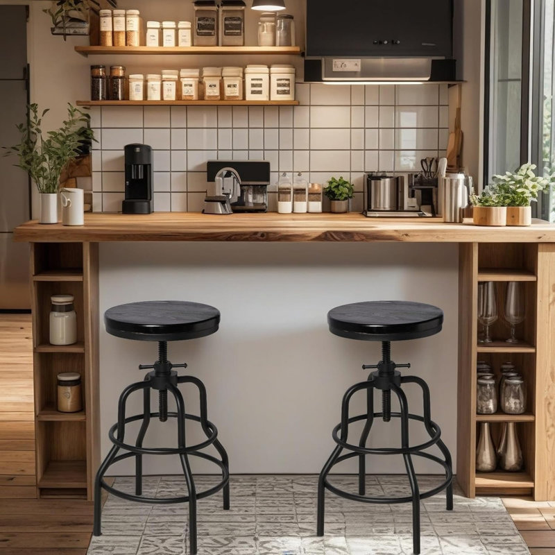 Tabouret de bar pivotant, 2, Marron foncé, Petit tabouret (siège d'une hauteur de 23,6 po)