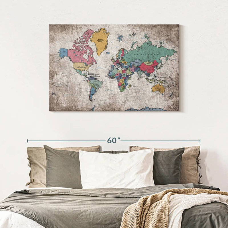 Keiri Geographic World Map III, 30" H x 45" W
