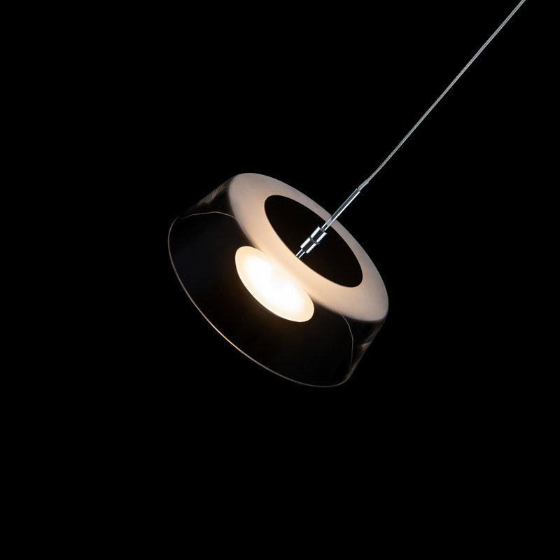 Branwen 9" Chrome Mini LED Pendant with White Opaque Glass