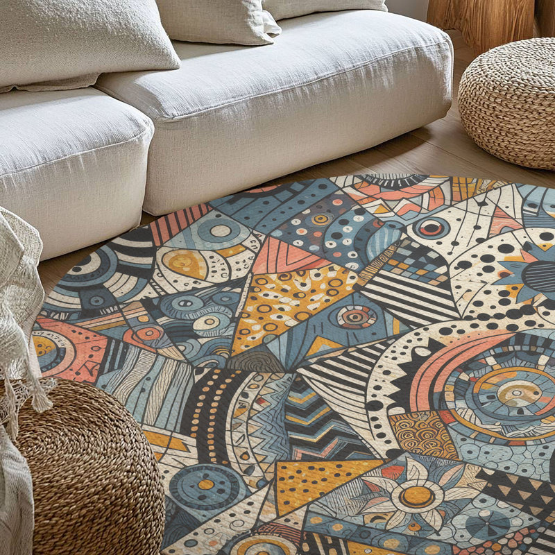 Tapis tressé Electric Hues, Rond 5 pi