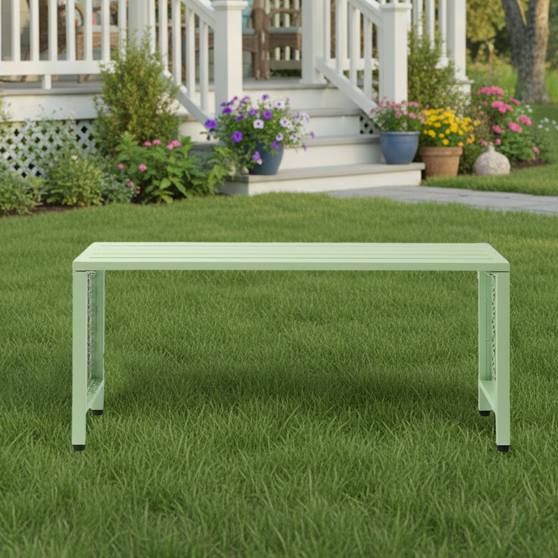 Banc de patio en métal 39,3 pouces, Menthe