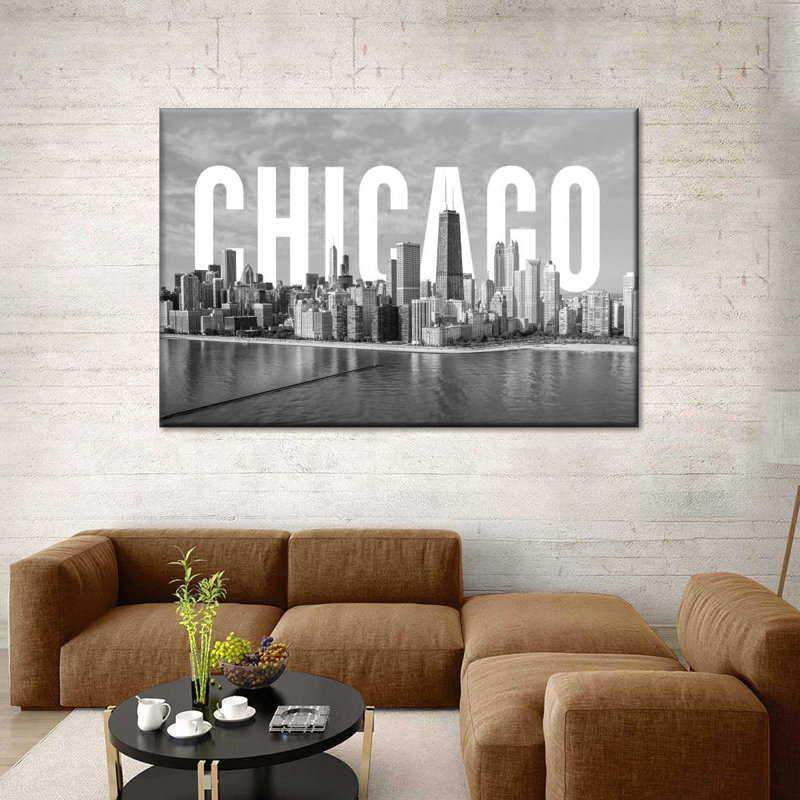 Monochromatic Chicago Canvas Print, 8" H x 12" W x 1" D