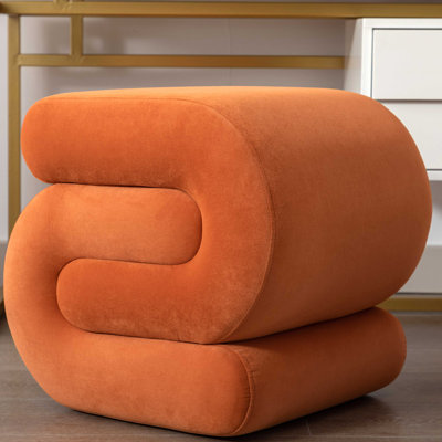 S-Shape Velvet Fabric Ottoman Makeup Stool Footstool