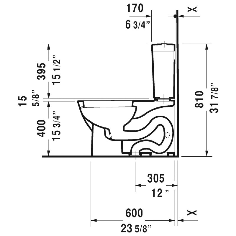 Darling New 1.28 GPF (Water Efficient) Elongated Two-Piece Toilet (Seat Not Included)
