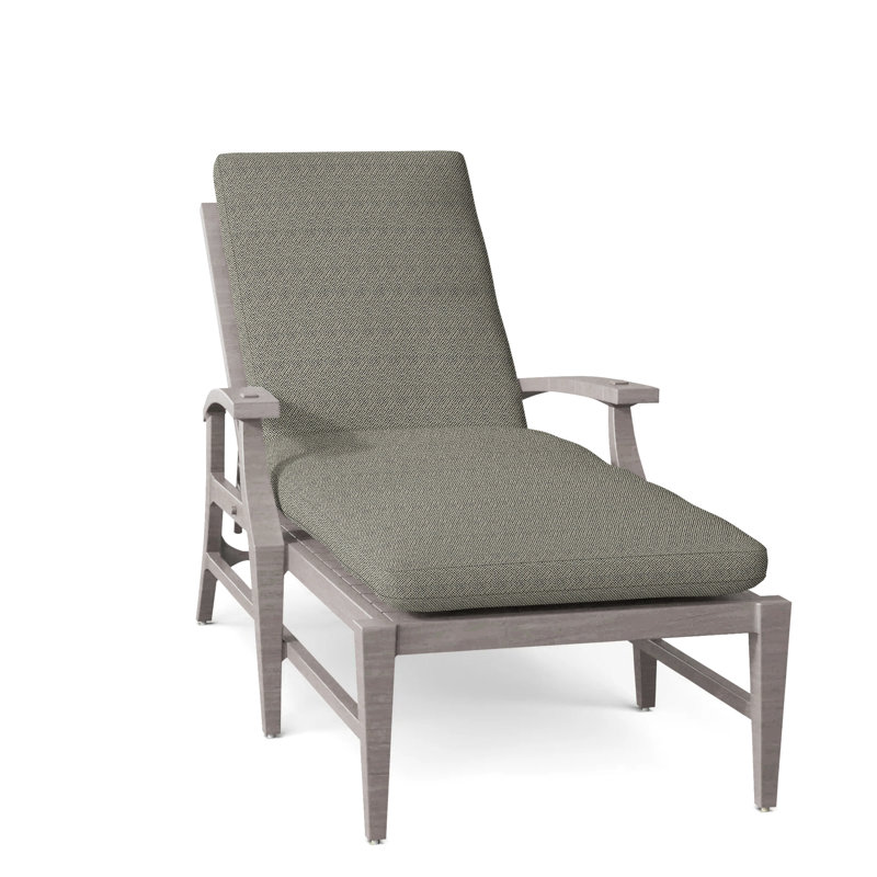 Croquet Aluminum Outdoor Chaise Lounge, No Welt, Oyster, Cabana Stripe Midnight