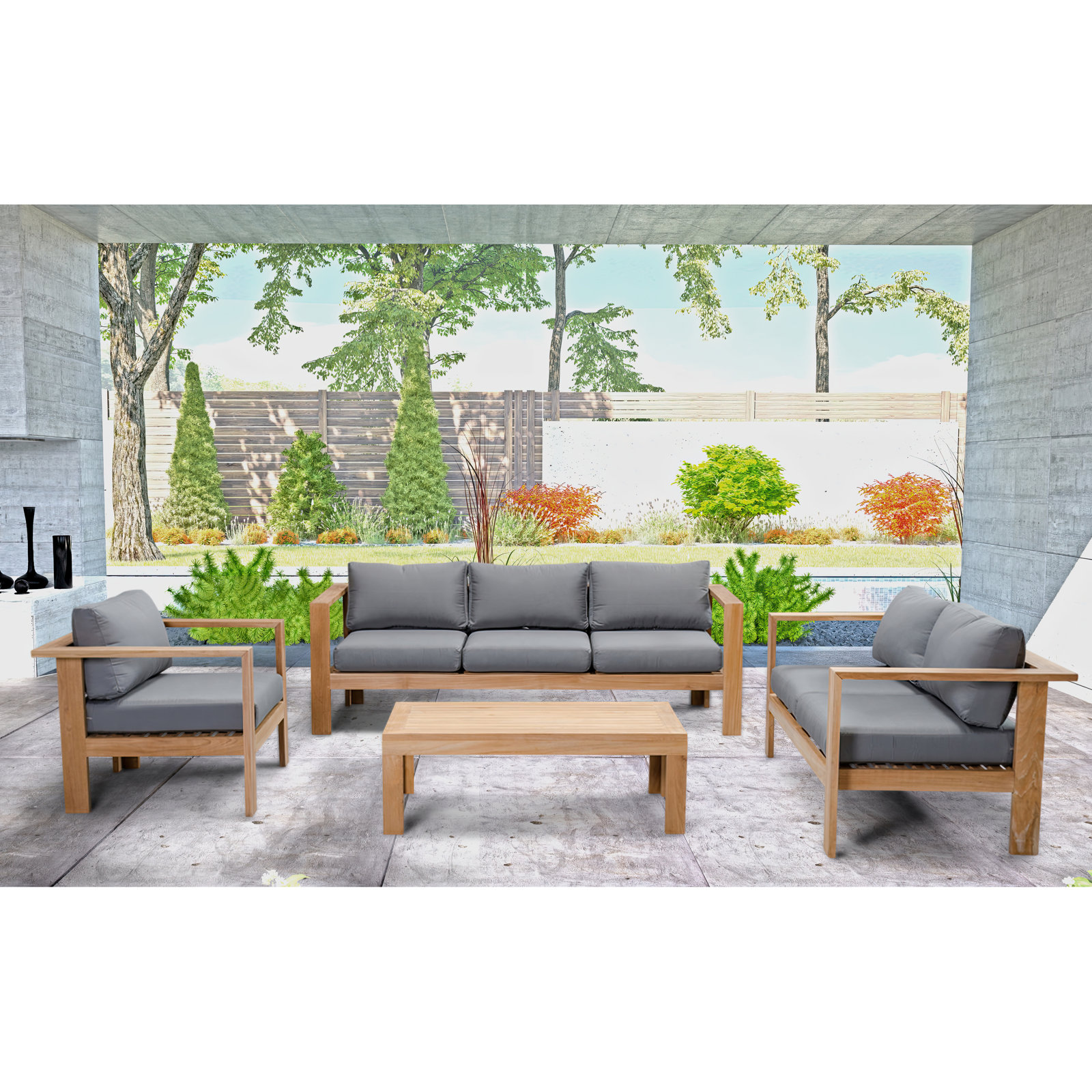 Sonoma 5 - Person Patio Conversation Set, 4Pcs: Table, Loveseat, 2 Chairs, Canvas Charcoal Sunbrella® Canvas
