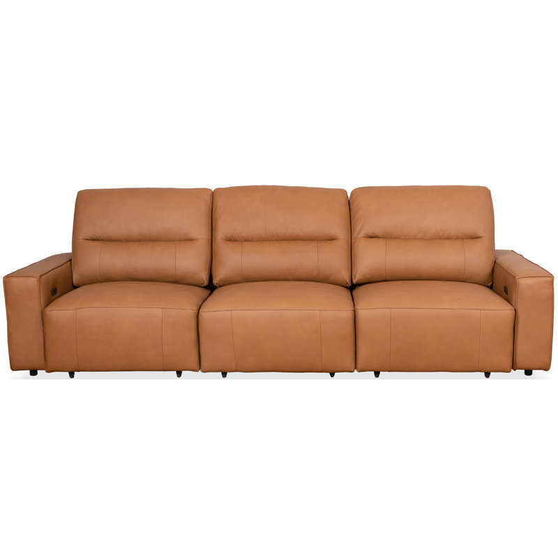 Canapé en cuir cognac convertible triple Grant