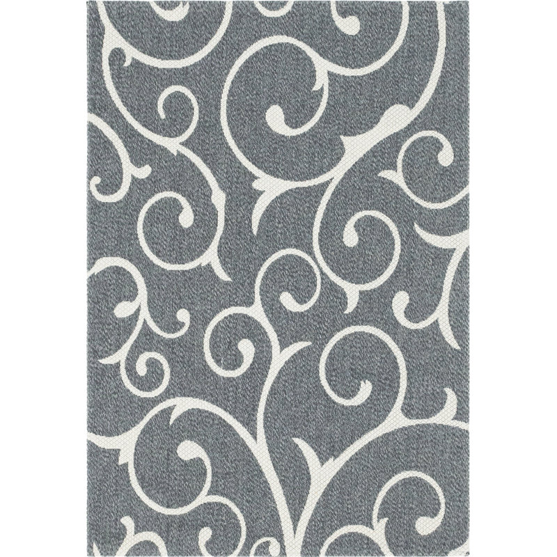 Omro Cotton Damask Indoor Rug, Rectangle 4'2" x 6'1"