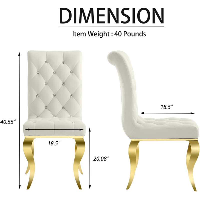 Chaise parsons en velours capitonnée Lanieya