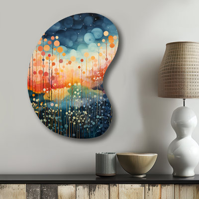 «Blue Blue Mid Century Abstract Landscape - Asymmetric Abstract Midcentury, Art mural en métal, sculpture murale de forme irrégulière