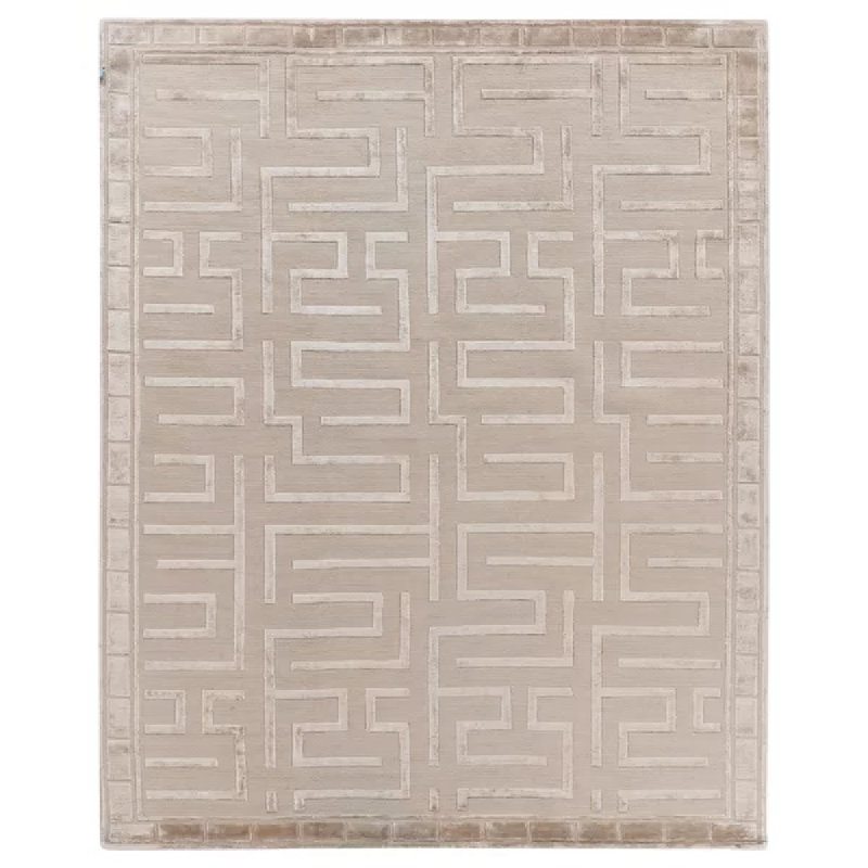 Metro-Velvet Geometric Area Rug in Beige, Rectangle 8' x 10'