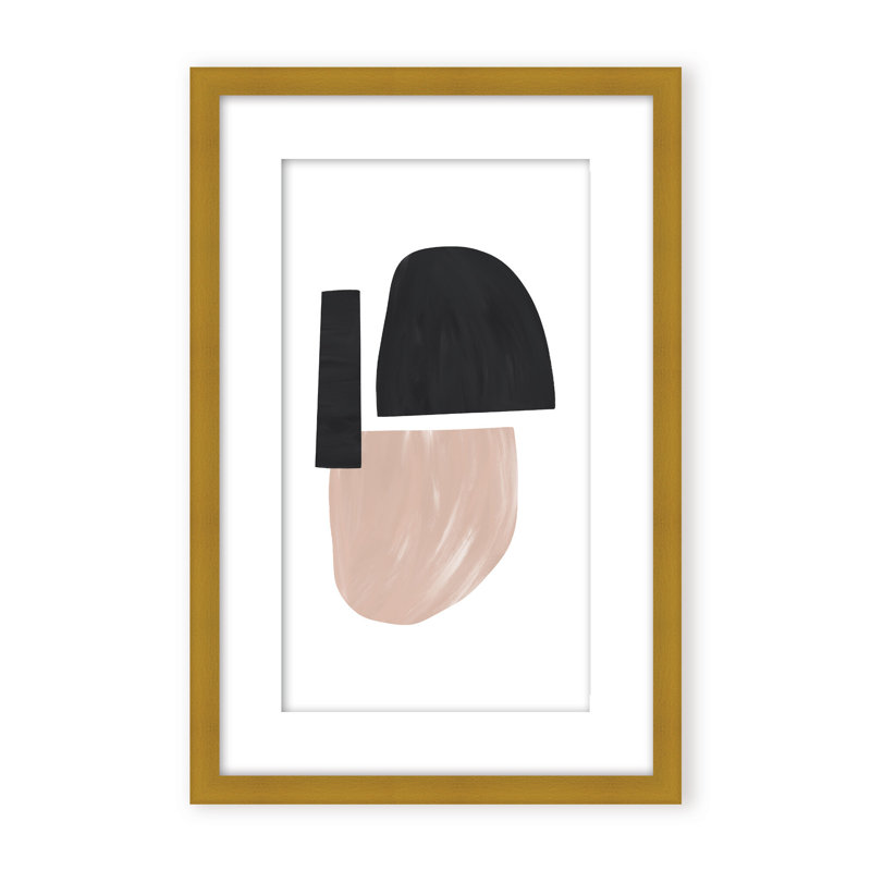 Black and Nude Abstract Shapes by Uplusmestudio - Picture Frame Painting on Paper, 24" H x 16" W x 1.125" D, Framed Print