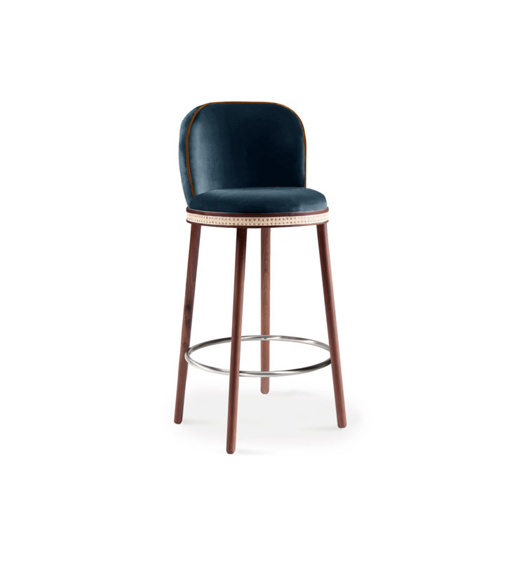 Tabouret de bar et de comptoir Alma, Tabouret de comptoir (siège d'une hauteur de 27 p, Méditerranée, Nickel poli