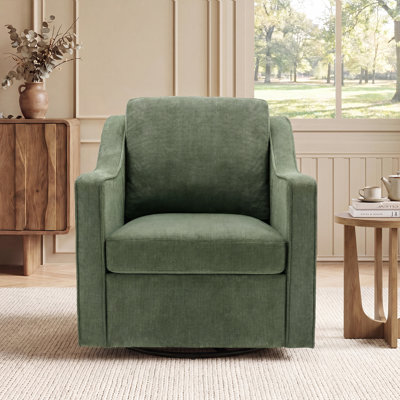 Modern Swivel Armchair W/ Removable Cushions, 360° Rotation & Thick Padding for Living Room
